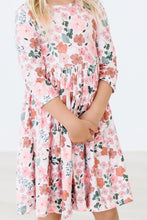 Load image into Gallery viewer, Pumpkin Floral 3/4 Sleeve Pocket Twirl Dress by Mila &amp; Rose
