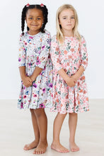 Load image into Gallery viewer, Pumpkin Floral 3/4 Sleeve Pocket Twirl Dress by Mila &amp; Rose
