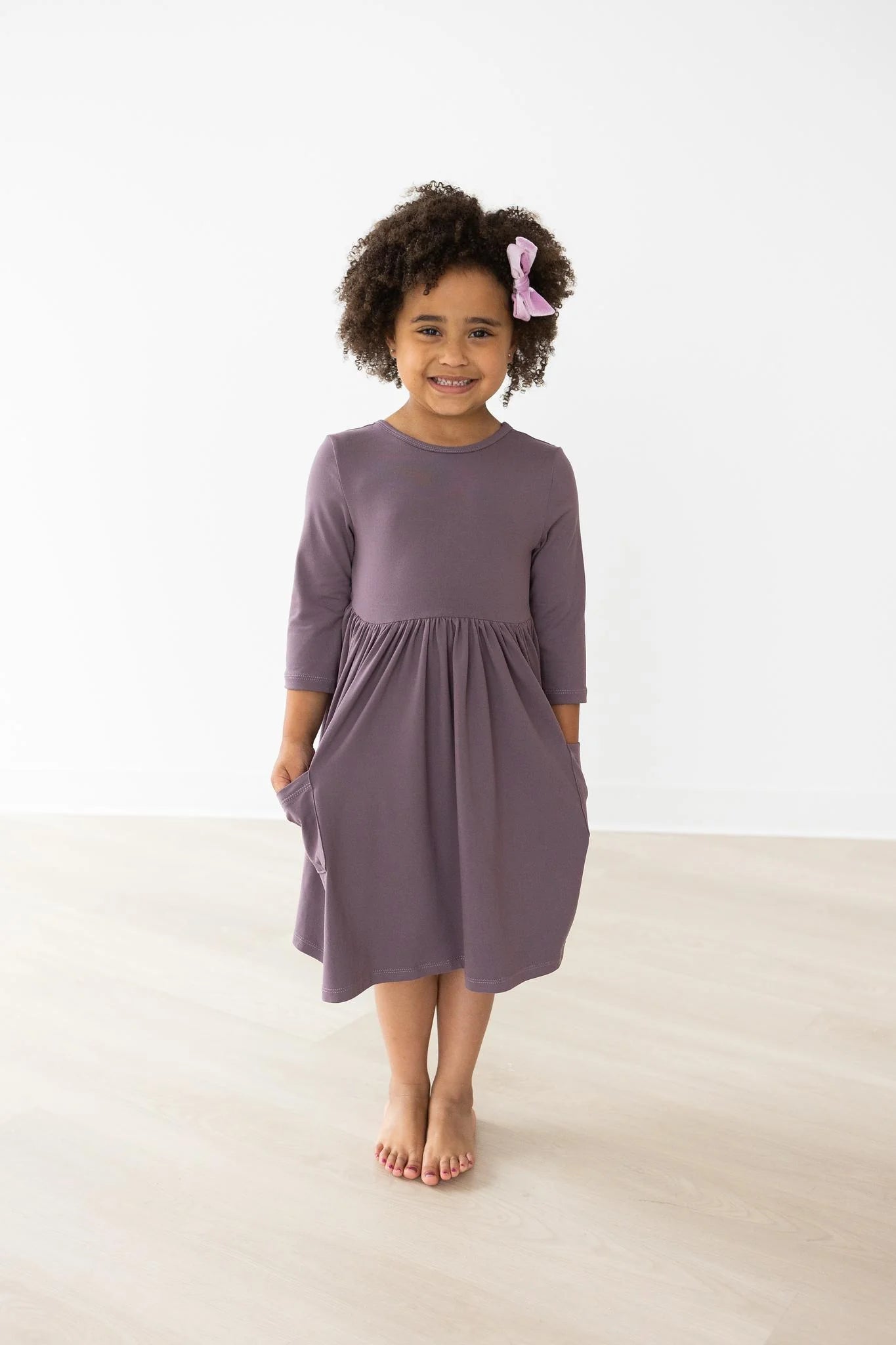 Vintage Violet 3/4 Sleeve Pocket Twirl Dress by Mila & Rose