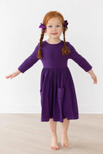 Load image into Gallery viewer, Purple 3/4 Sleeve Pocket Twirl Dress by Mila &amp; Rose
