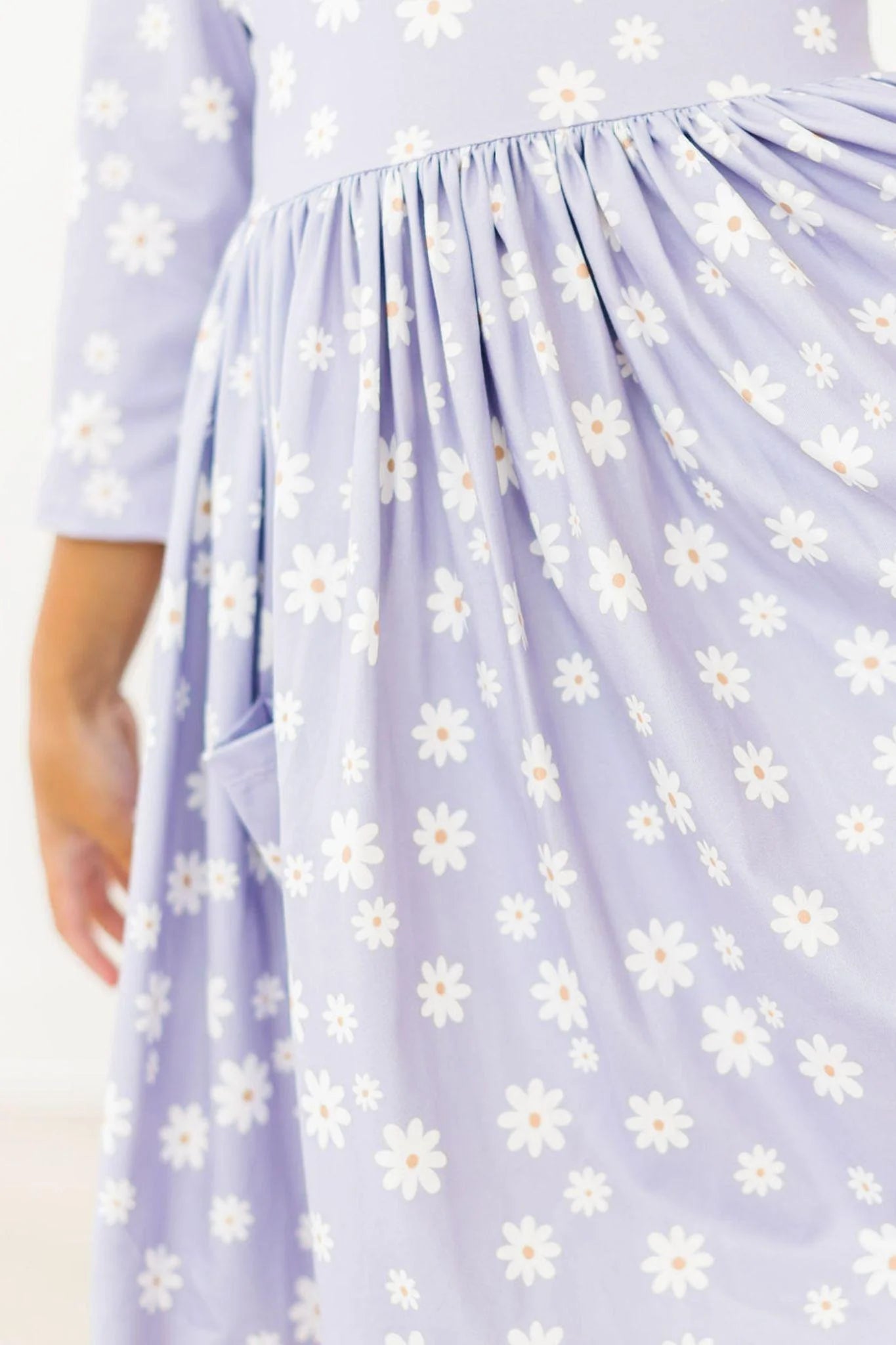 Dainty Daisies 3/4 Sleeve Pocket Twirl Dress by Mila & Rose