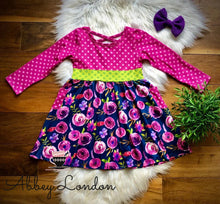 Load image into Gallery viewer, Bold Plum Floral Dress by Wellie Kate
