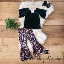Load image into Gallery viewer, Black Glitter Leopard Pant Set by Wellie Kate
