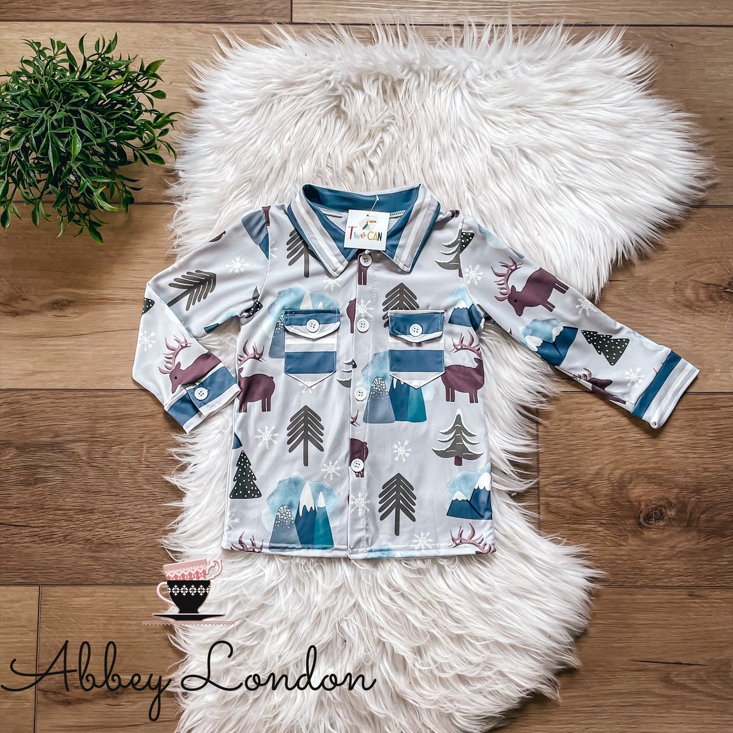 Winter Scene Button Up by TwoCan