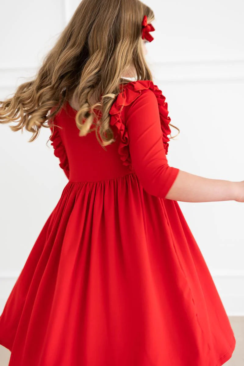 Red Ruffle Twirl Dress by Mila & Rose