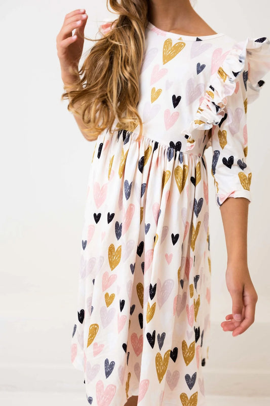 I Heart You Ruffle Twirl Dress by Mila & Rose