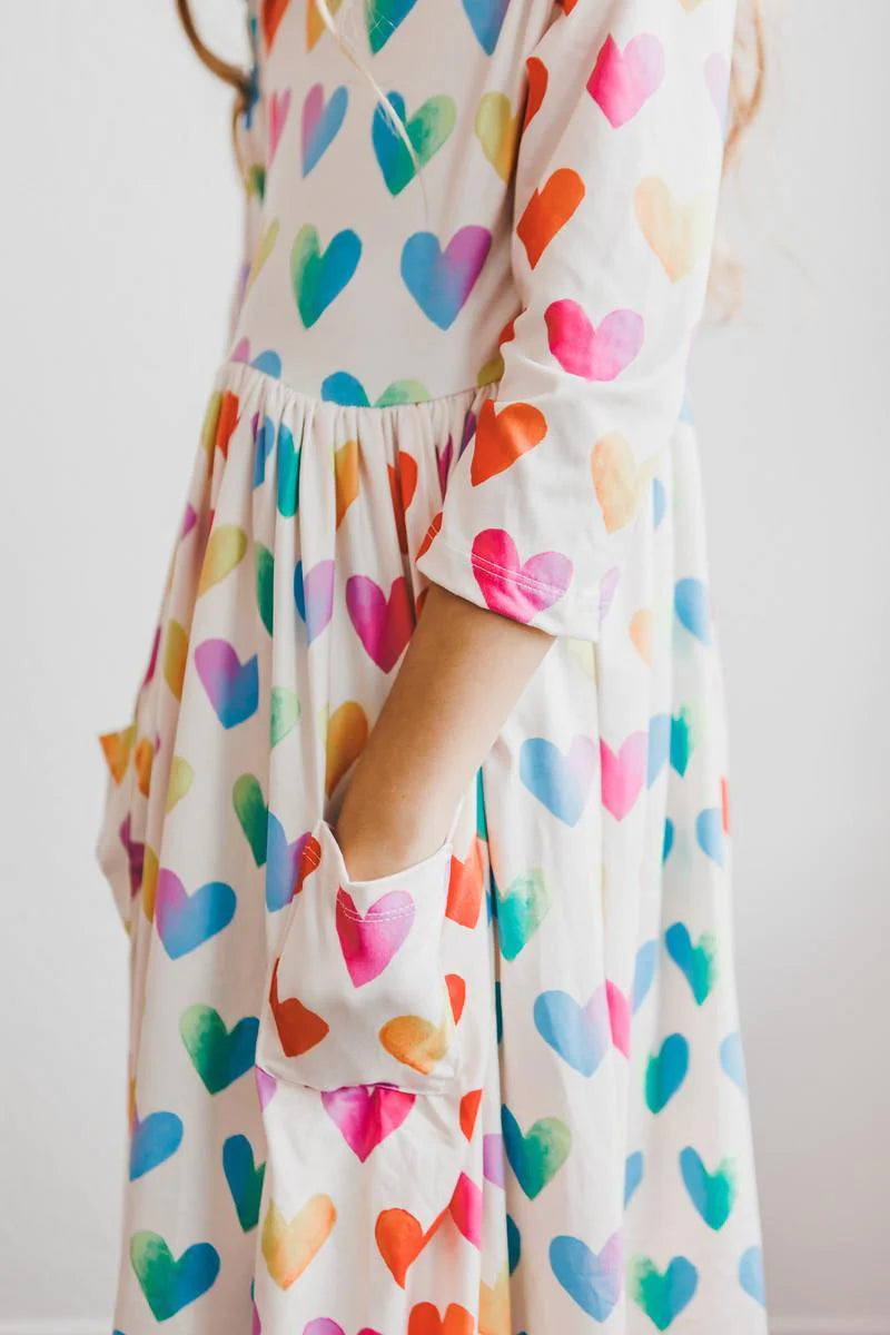 Lotta Love 3/4 Sleeve Pocket Twirl Dress by Mila & Rose
