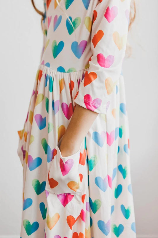 Lotta Love 3/4 Sleeve Pocket Twirl Dress by Mila & Rose