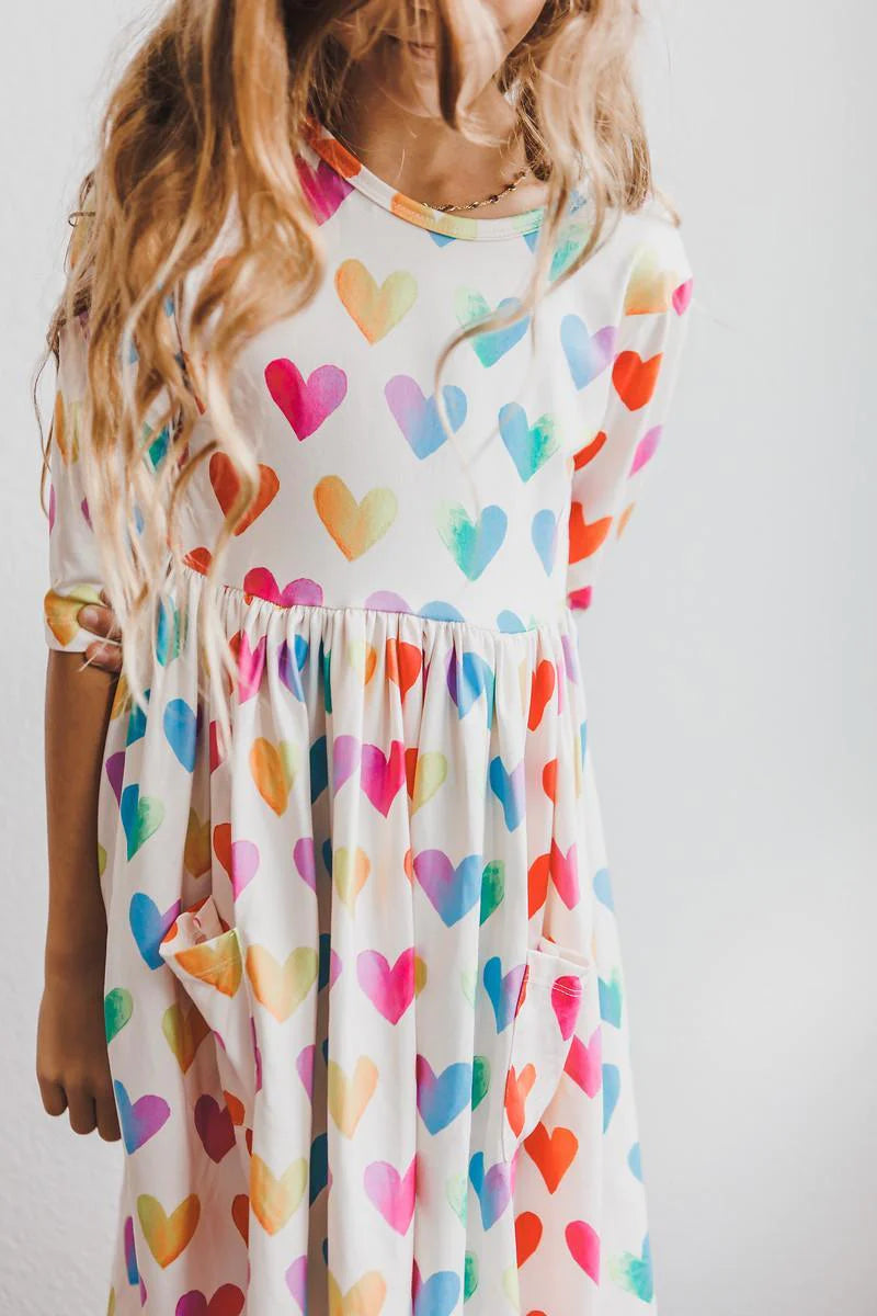 Lotta Love 3/4 Sleeve Pocket Twirl Dress by Mila & Rose