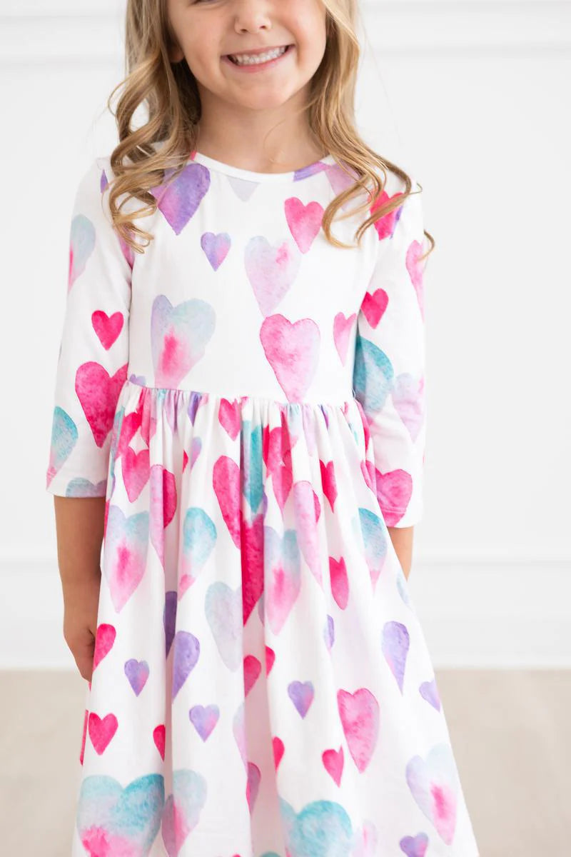 Light Hearted 3/4 Sleeve Twirl Dress by Mila & Rose
