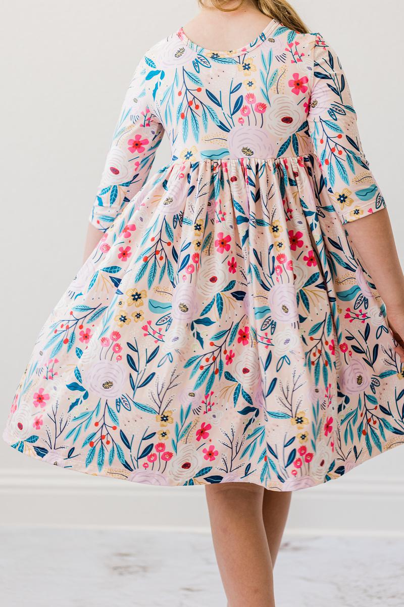 Whimsy 3/4 Sleeve Twirl Dress by Mila & Rose