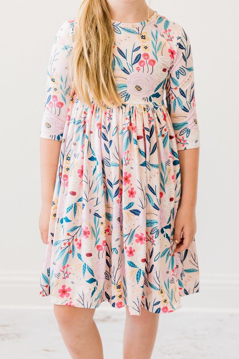 Whimsy 3/4 Sleeve Twirl Dress by Mila & Rose