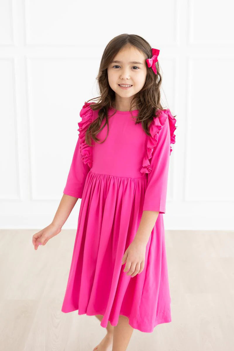 Hot Pink Ruffle Twirl Dress by Mila & Rose