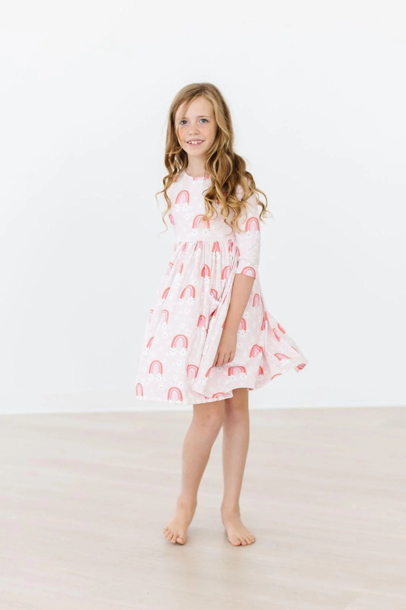 Fun & Flowers 3/4 Sleeve Pocket Twirl Dress by Mila & Rose