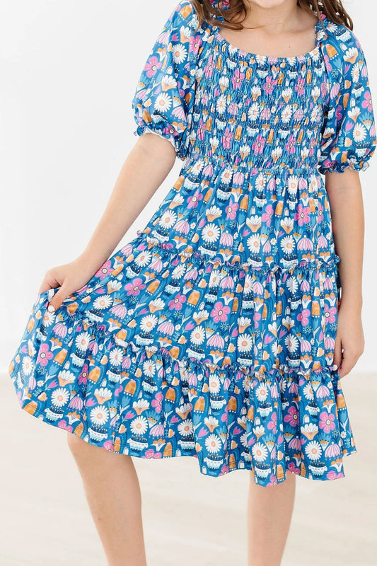 Fluttering Flowers Smocked Ruffle Dress by Mila & Rose