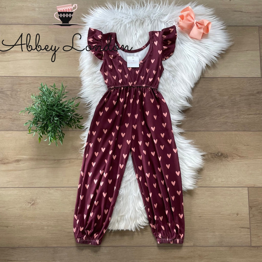 Valentine Hearts Scoop Back Jumpsuit by Wellie Kate
