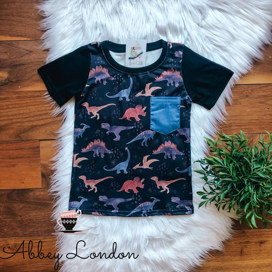 Denim Dinos Pocket Tee by TwoCan