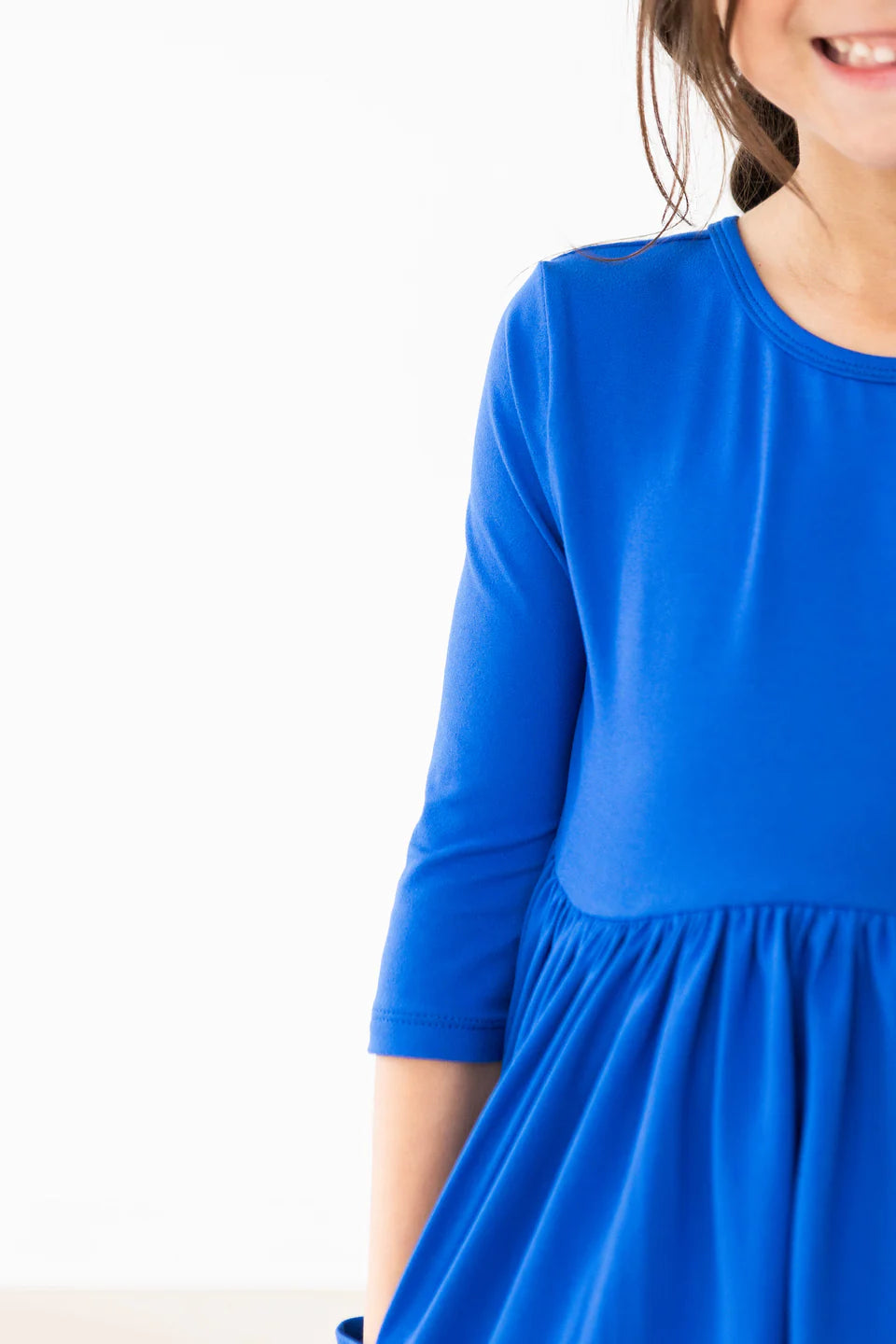Royal Blue 3/4 Sleeve Pocket Twirl Dress by Mila & Rose