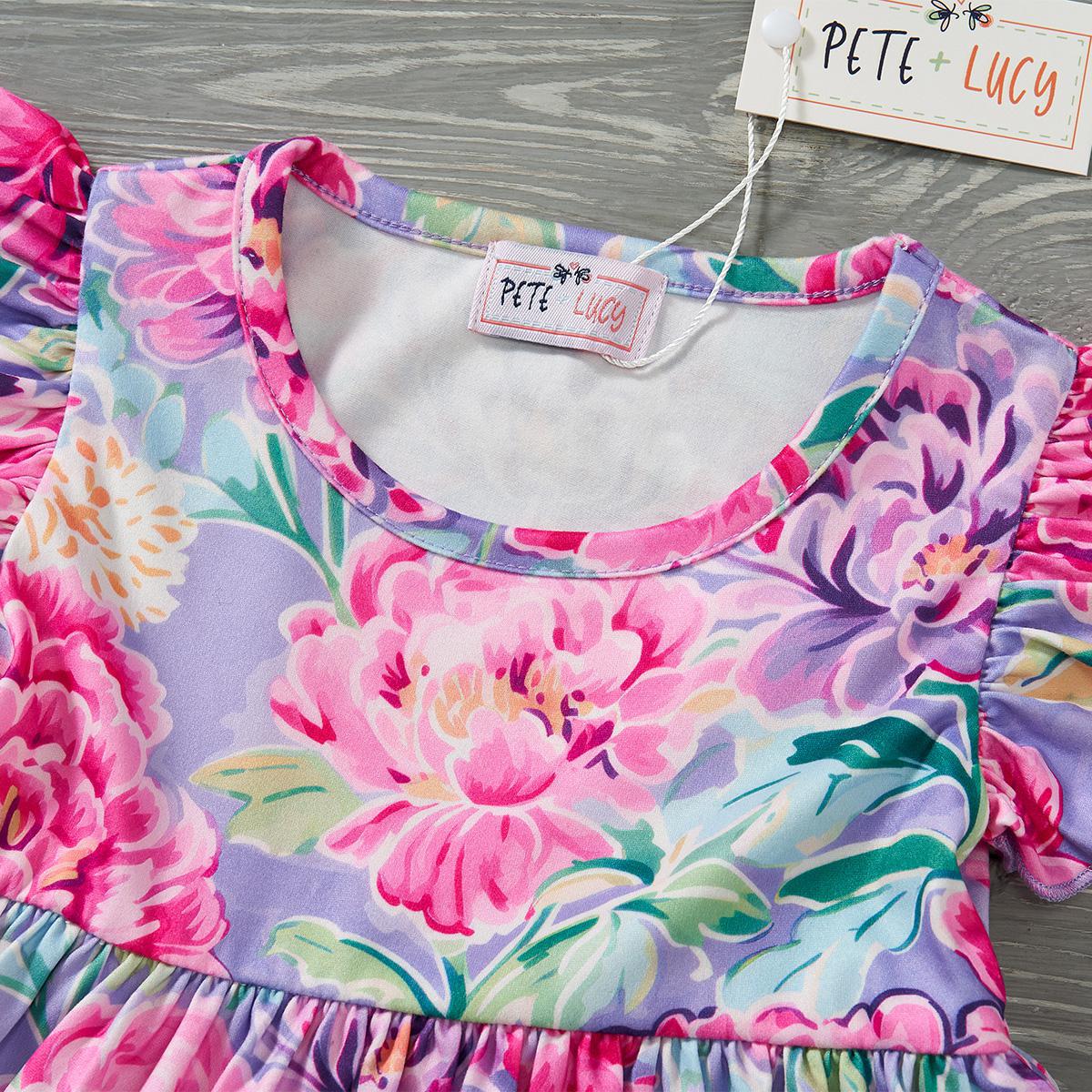 (Preorder) Blushing Peonies Girl’s Infant Romper by Pete + Lucy