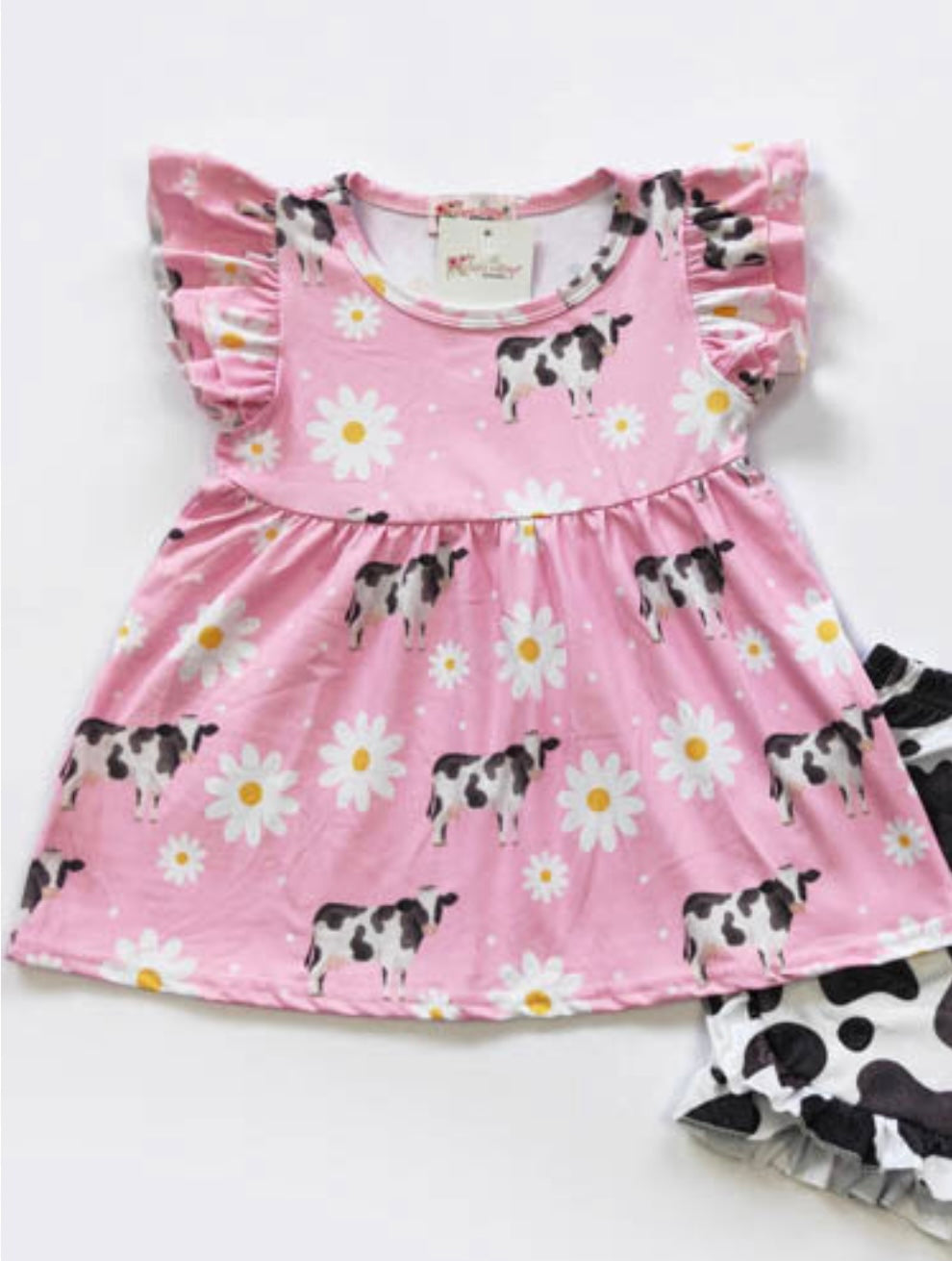 Pink Cow Daisy Short Set by Clover Cottage