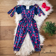 Load image into Gallery viewer, Magenta Floral 2 Piece Overall Set by Wellie Kate

