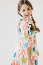 Load image into Gallery viewer, Pumpkin Kisses, Harvest Wishes Ruffle Twirl Dress by Mila &amp; Rose
