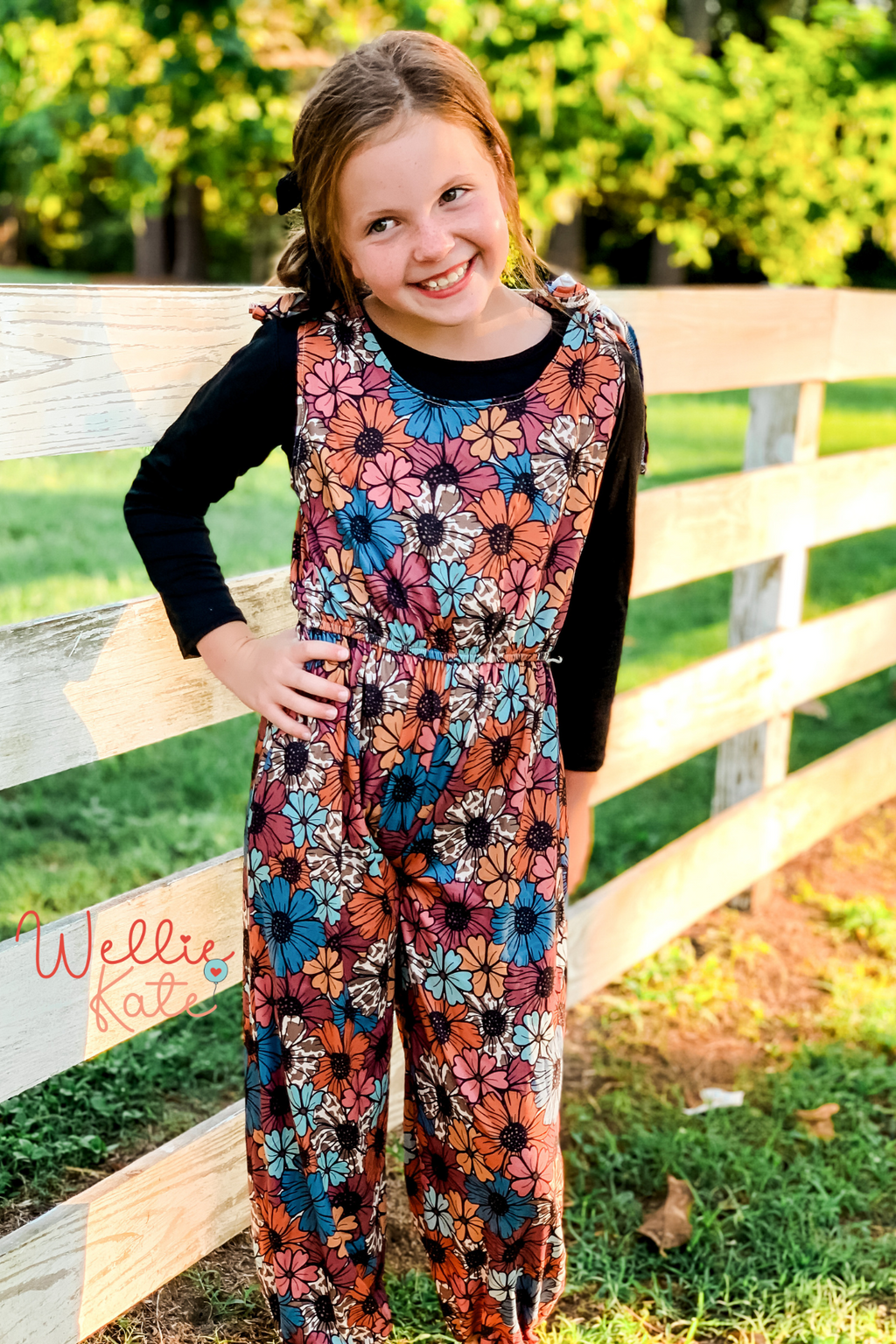 Harvest Flowers 2 Piece Overall Set by Wellie Kate