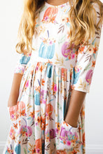 Load image into Gallery viewer, Harvest Blooms 3/4 Sleeve Pocket Twirl Dress by Mila &amp; Rose
