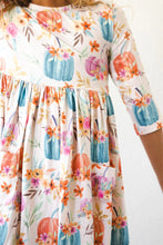 Load image into Gallery viewer, Harvest Blooms 3/4 Sleeve Pocket Twirl Dress by Mila &amp; Rose

