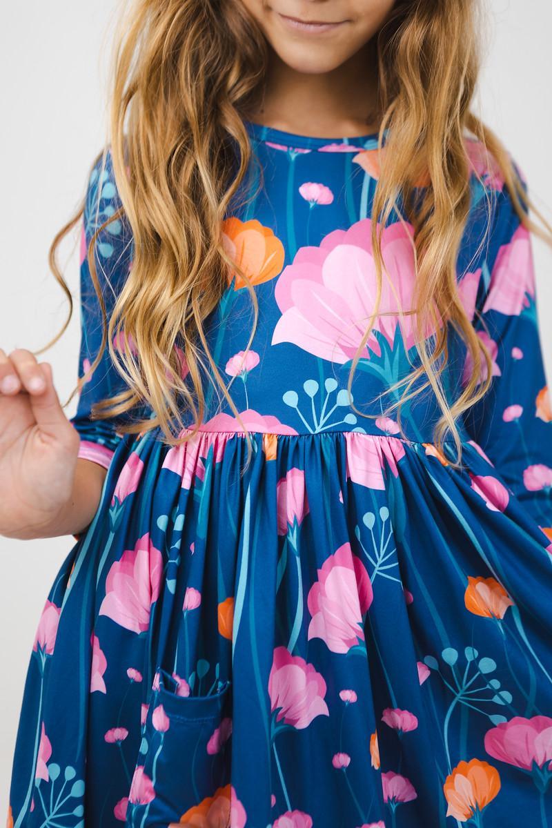 Poppies 3/4 Sleeve Pocket Twirl Dress by Mila & Rose
