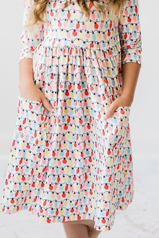 Merry & Bright 3/4 Sleeve Pocket Twirl Dress by Mila & Rose