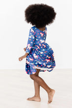 Load image into Gallery viewer, Painted Skies 3/4 Sleeve Pocket Twirl Dress by Mila &amp; Rose
