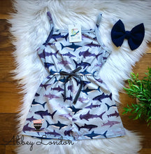 Load image into Gallery viewer, Swimming with Sharks Romper by TwoCan

