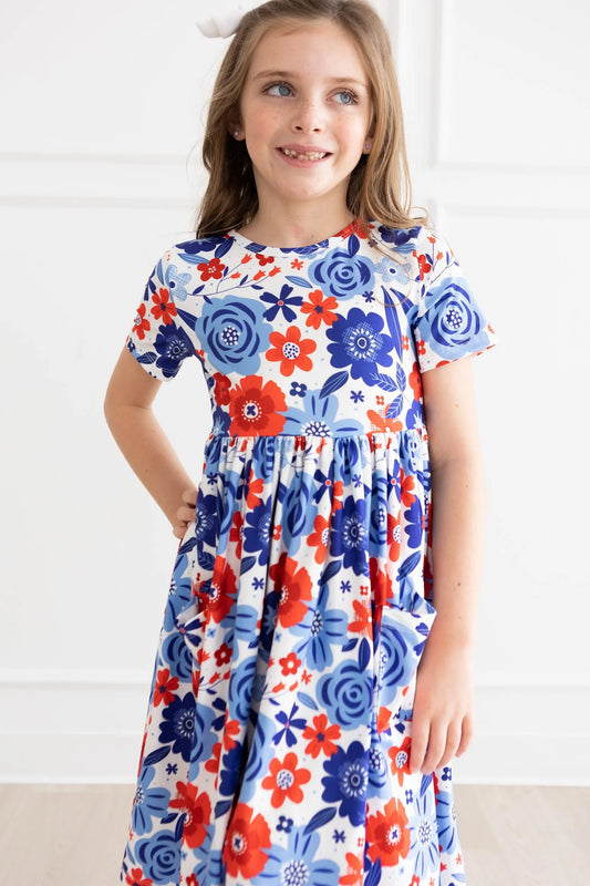 Happy 4th Floral Pocket Twirl Dress by Mila & Rose