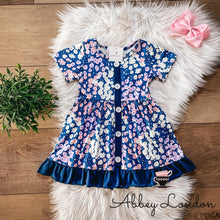 Load image into Gallery viewer, Pink &amp; Navy Blooms Dress by Wellie Kate
