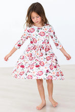 Load image into Gallery viewer, Footballs &amp; Flowers 3/4 Sleeve Pocket Twirl Dress by Mila &amp; Rose
