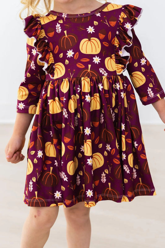Pumpkin Patch Ruffle Twirl Dress by Mila & Rose