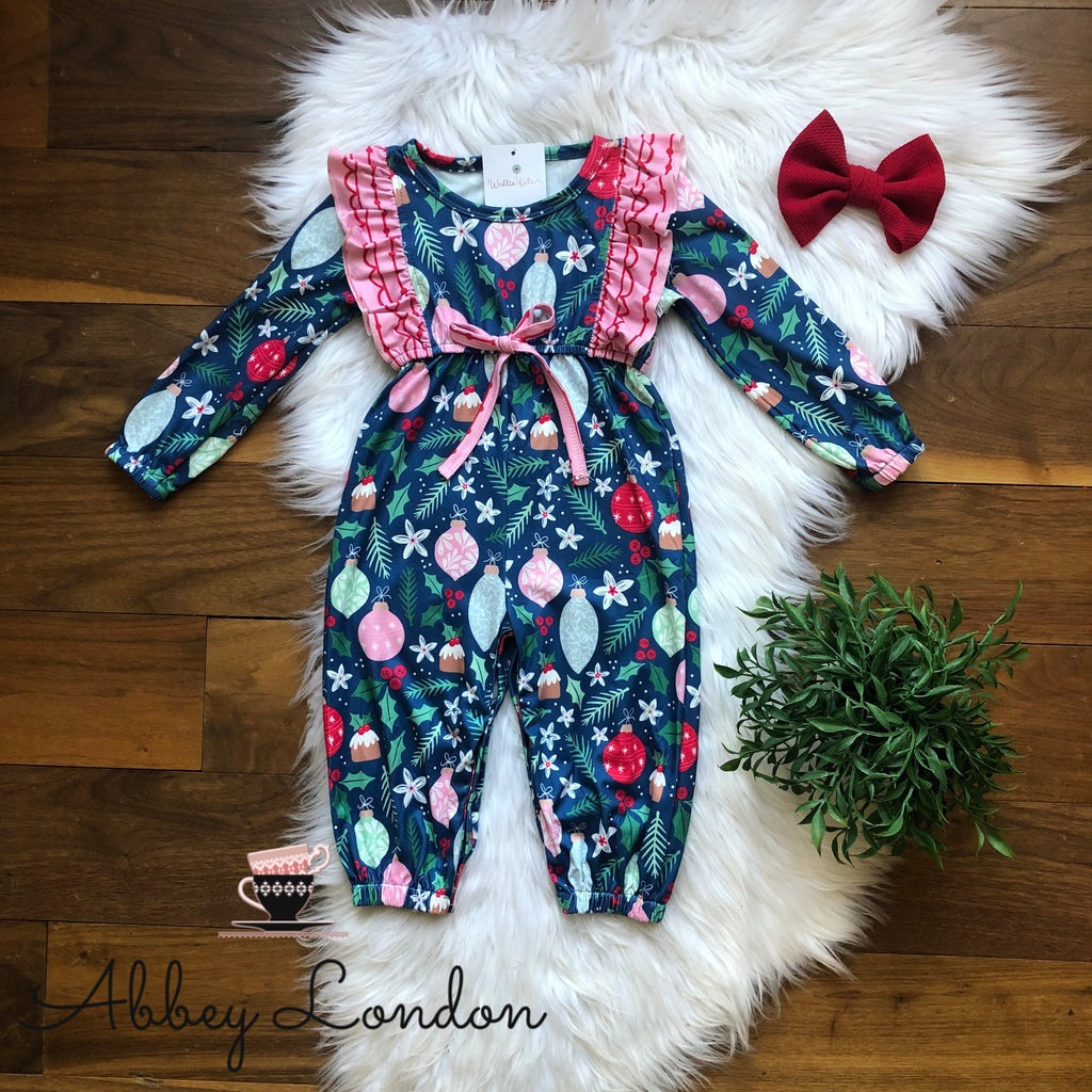 A Pink Christmas Infant Romper by Wellie Kate