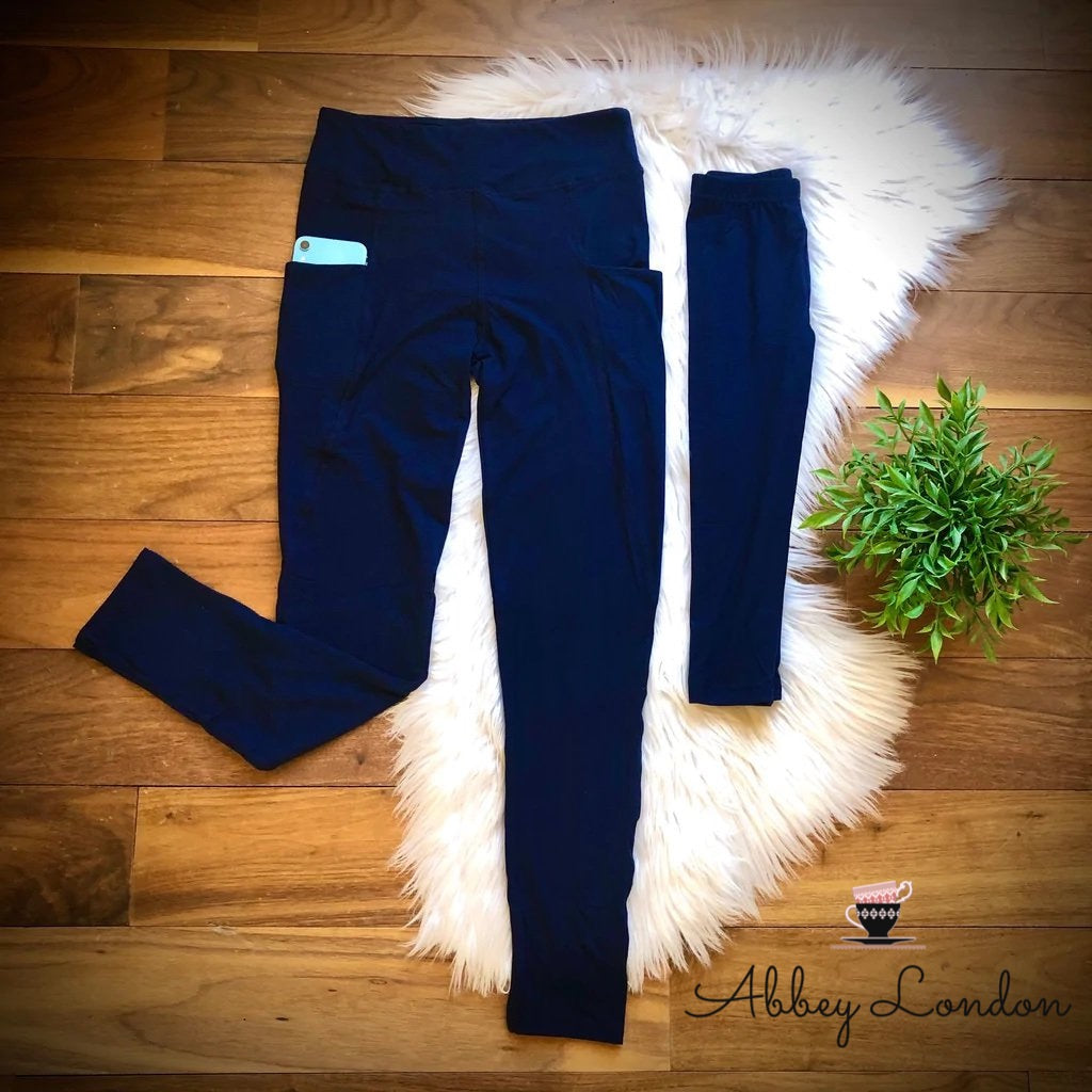(Navy) Toddler, Kids, Teen, Adult Leggings by Addy Cole