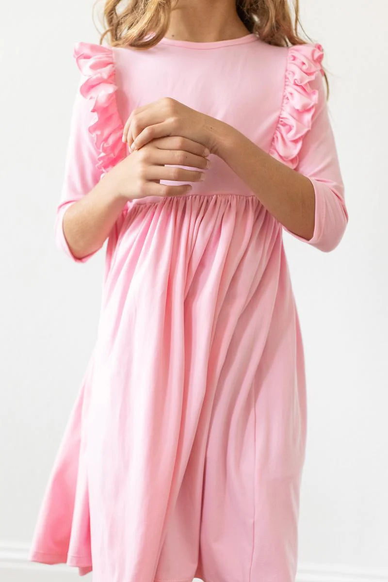 Bubblegum Pink Ruffle Twirl Dress by Mila & Rose