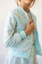 Load image into Gallery viewer, Aqua Sequin Jacket by Mila &amp; Rose
