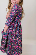 Load image into Gallery viewer, Flower Farm 3/4 Sleeve Pocket Twirl Dress by Mila &amp; Rose
