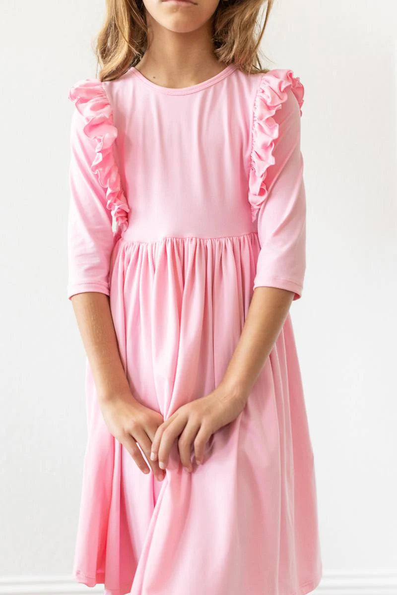 Bubblegum Pink Ruffle Twirl Dress by Mila & Rose