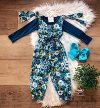 Load image into Gallery viewer, Navy &amp; White Two Piece Jumpsuit Set
