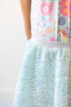 Load image into Gallery viewer, Aqua Sequin Twirl Skirt by Mila &amp; Rose
