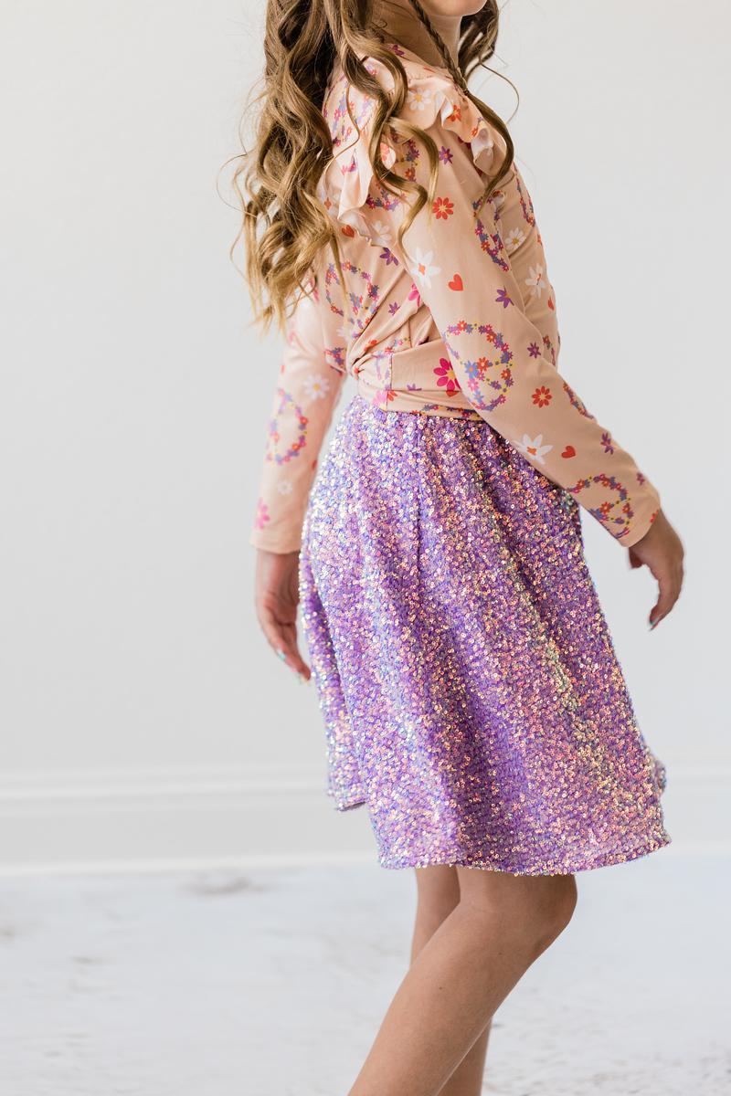 Purple Sequin Twirl Skirt by Mila & Rose