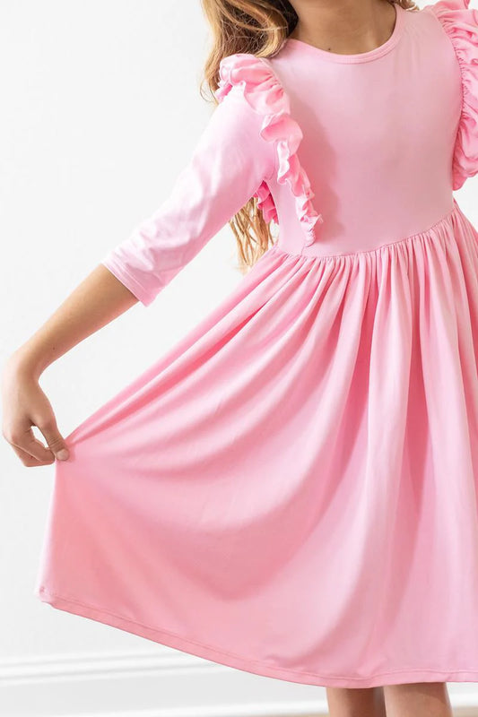 Bubblegum Pink Ruffle Twirl Dress by Mila & Rose