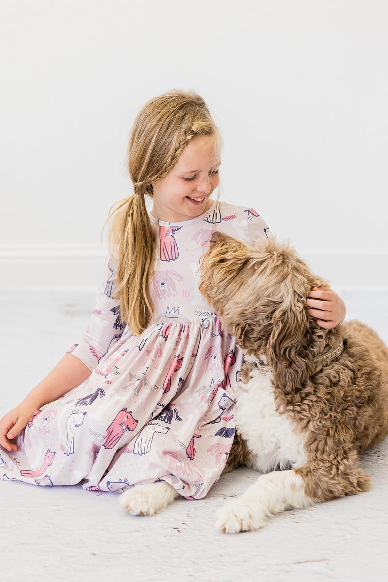 Puppy Party Pocket Twirl Dress by Mila & Rose