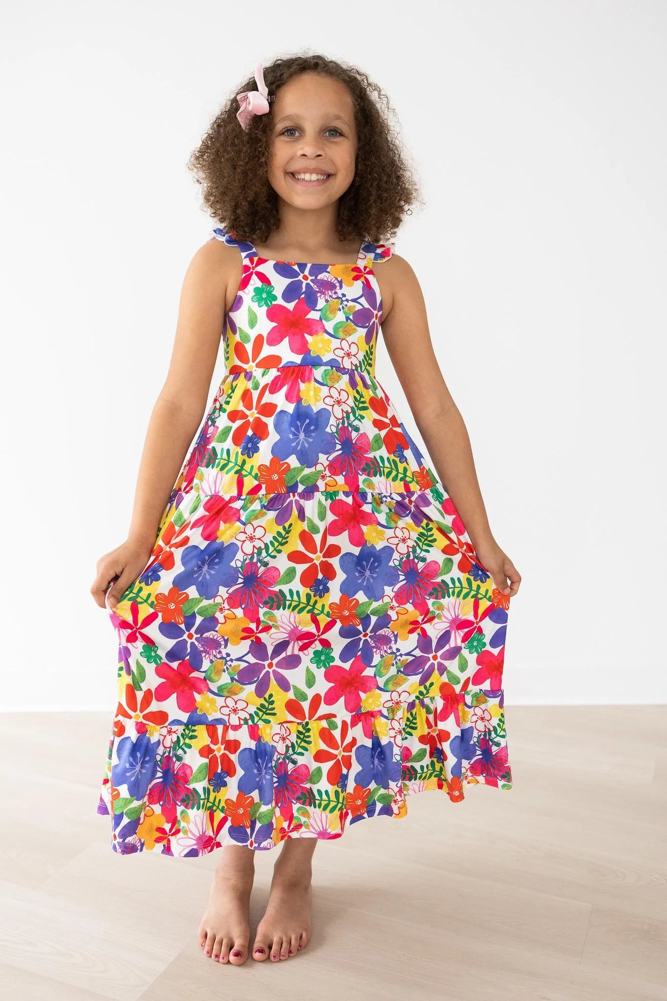 Tropical Floral Ruffle Maxi Dress by Mila & Rose