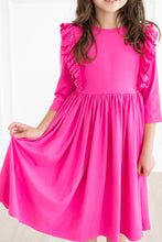 Load image into Gallery viewer, Hot Pink Ruffle Twirl Dress by Mila &amp; Rose
